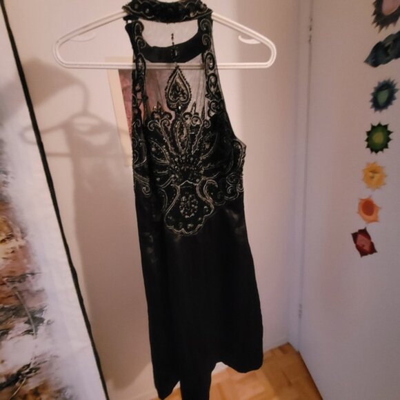 Sue wong Nocturne embroidered sheer top black dress - Size 6 - Picture 4 of 8